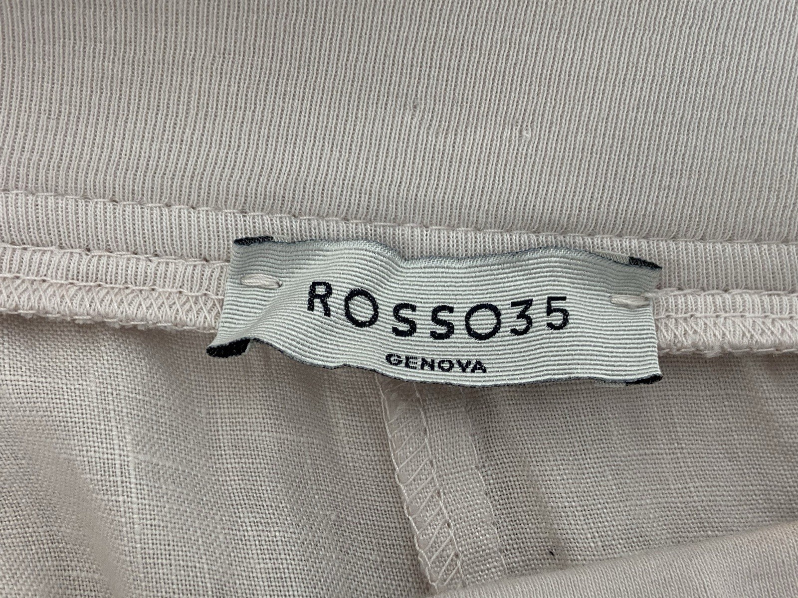 Rosso35 Size 44 Medium Blush Pink 100% Linen Pull on Pants Pockets Cuffed