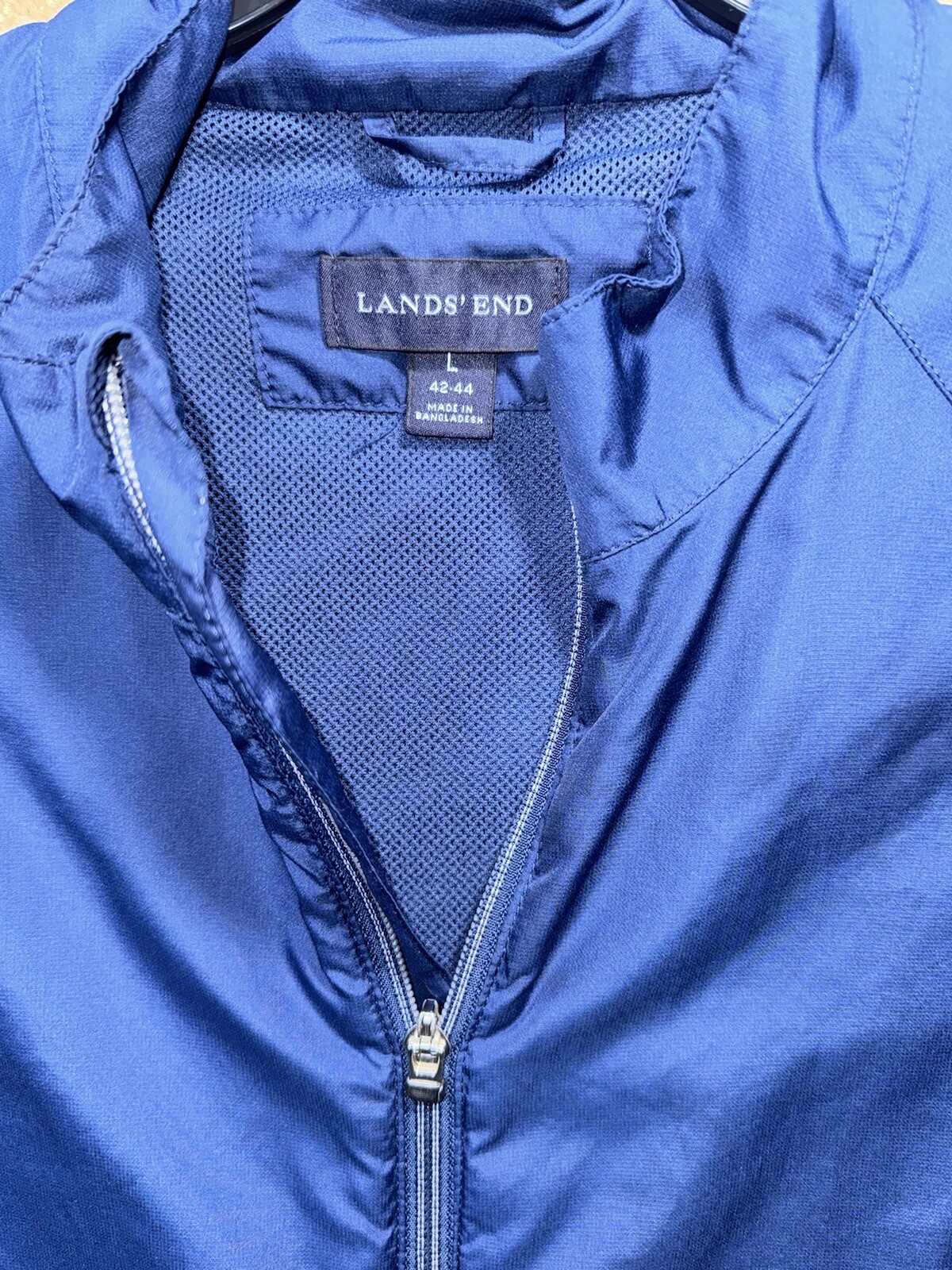 Lands End Men’s Rain Jacket Windbreaker Large 42-44 – Blue Gray
