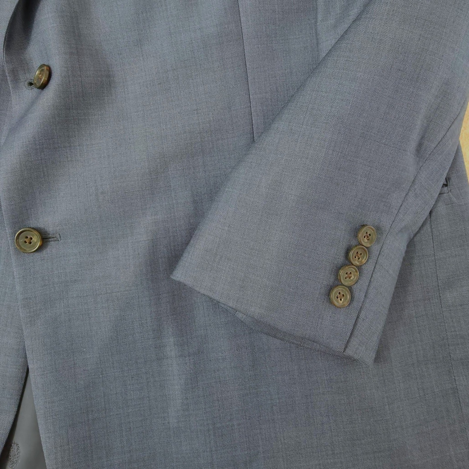 Lauren Ralph Lauren 48S Blue Sharkskin Wool Suit 44″ Waist 26″ Inseam Tailored