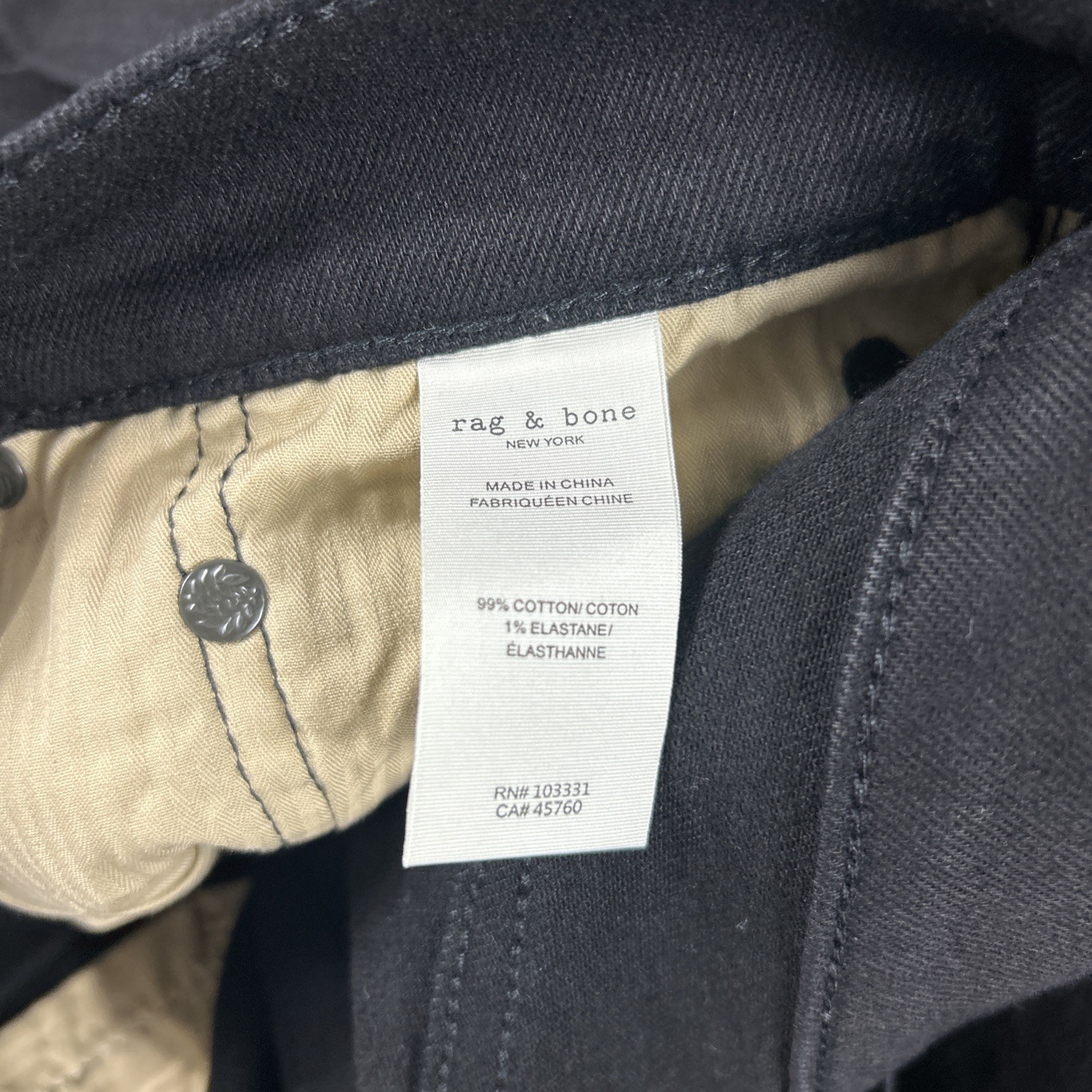 Rag & Bone Jeans Bootcut 34 x 34 Black Cotton Spandex NWT MSRP $198