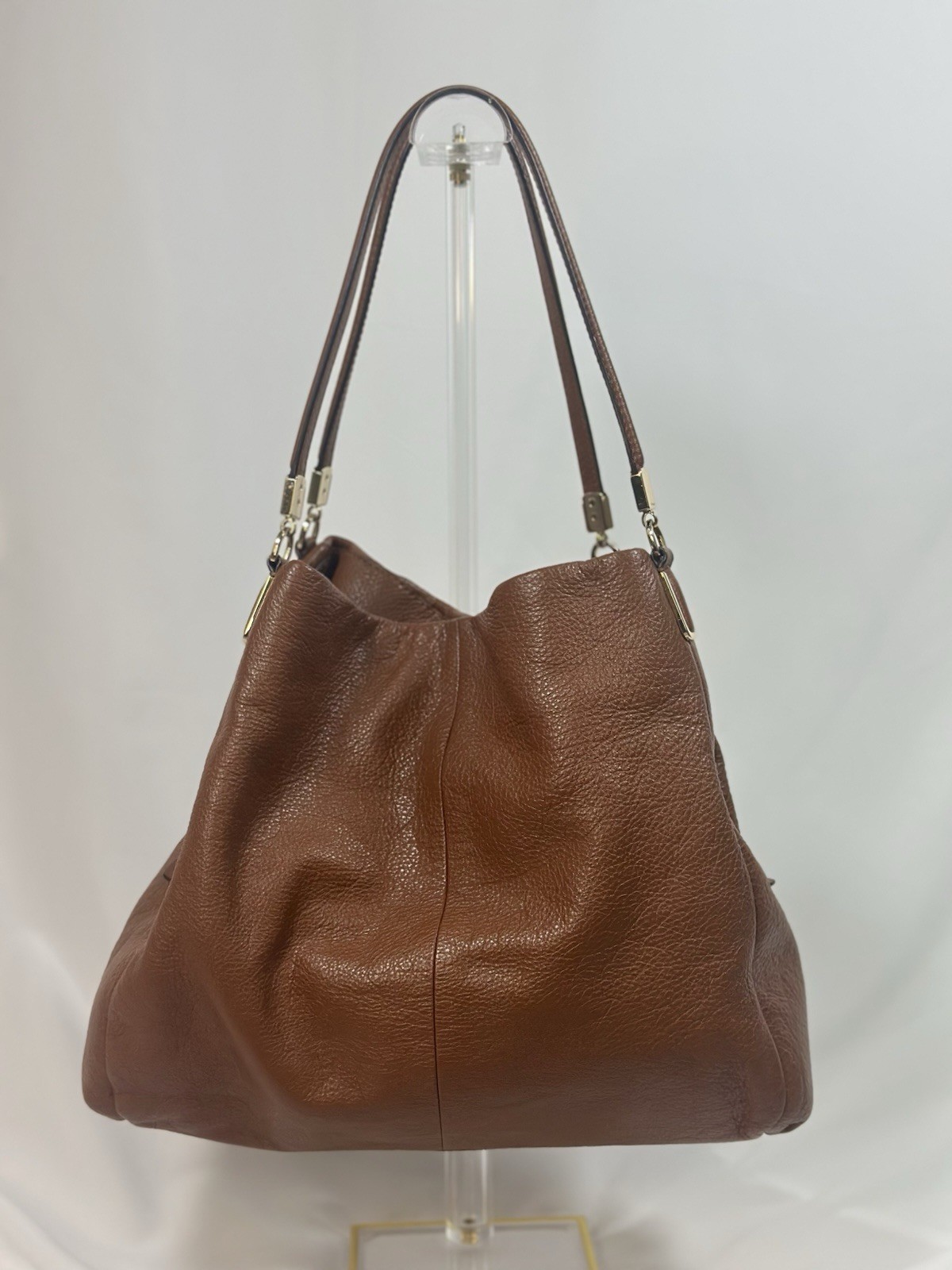 Coach F34495 Madison Phoebe SM Shoulder Bag Saddle Brown Soft Pebble Leather