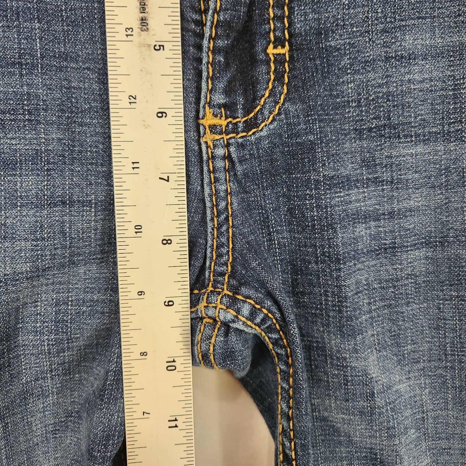 Wrangler Womens Bootcut Jeans Size 7×34 Blue Denim Mid Rise Western Y2K