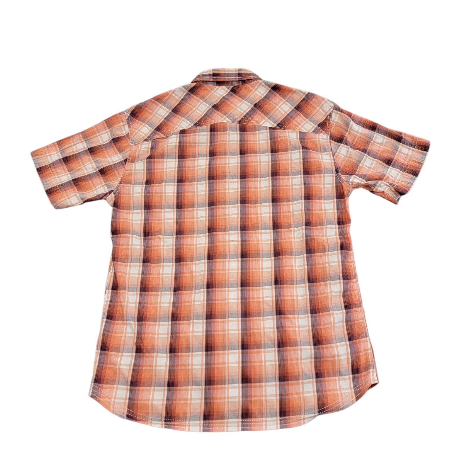 BKE Buckle Athletic Fit Short Sleeve Pearl Snap Button Shirt Mens XL Orange