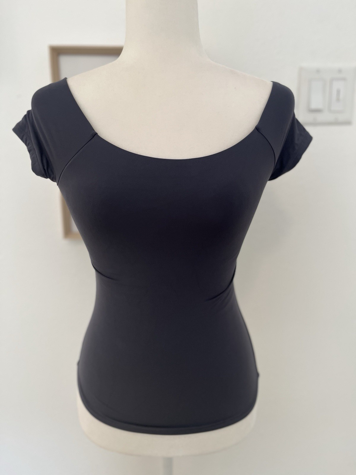 Buttery Soft Off Shoulder Shirt – Short Sleeve Dark Grey / XS