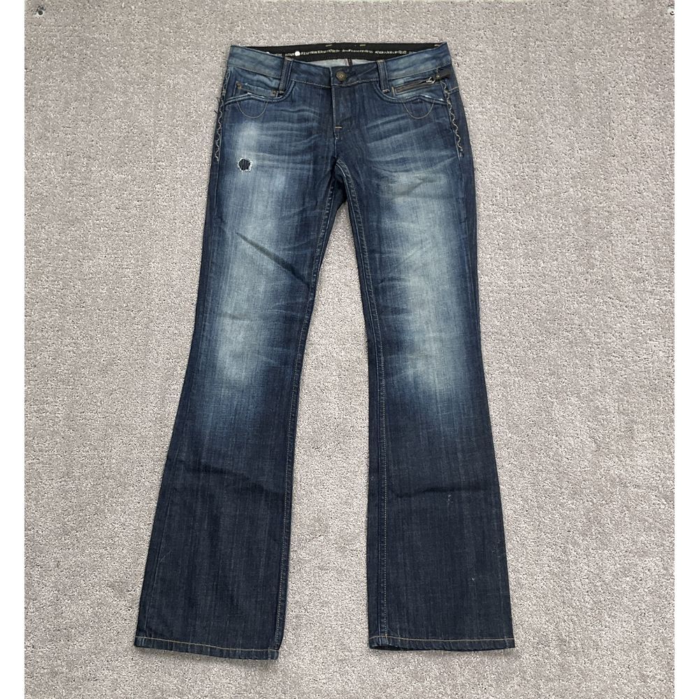 Rock & Republic Express Jeans Women 6 Blue Stonewash Distressed Bootcut Stretch