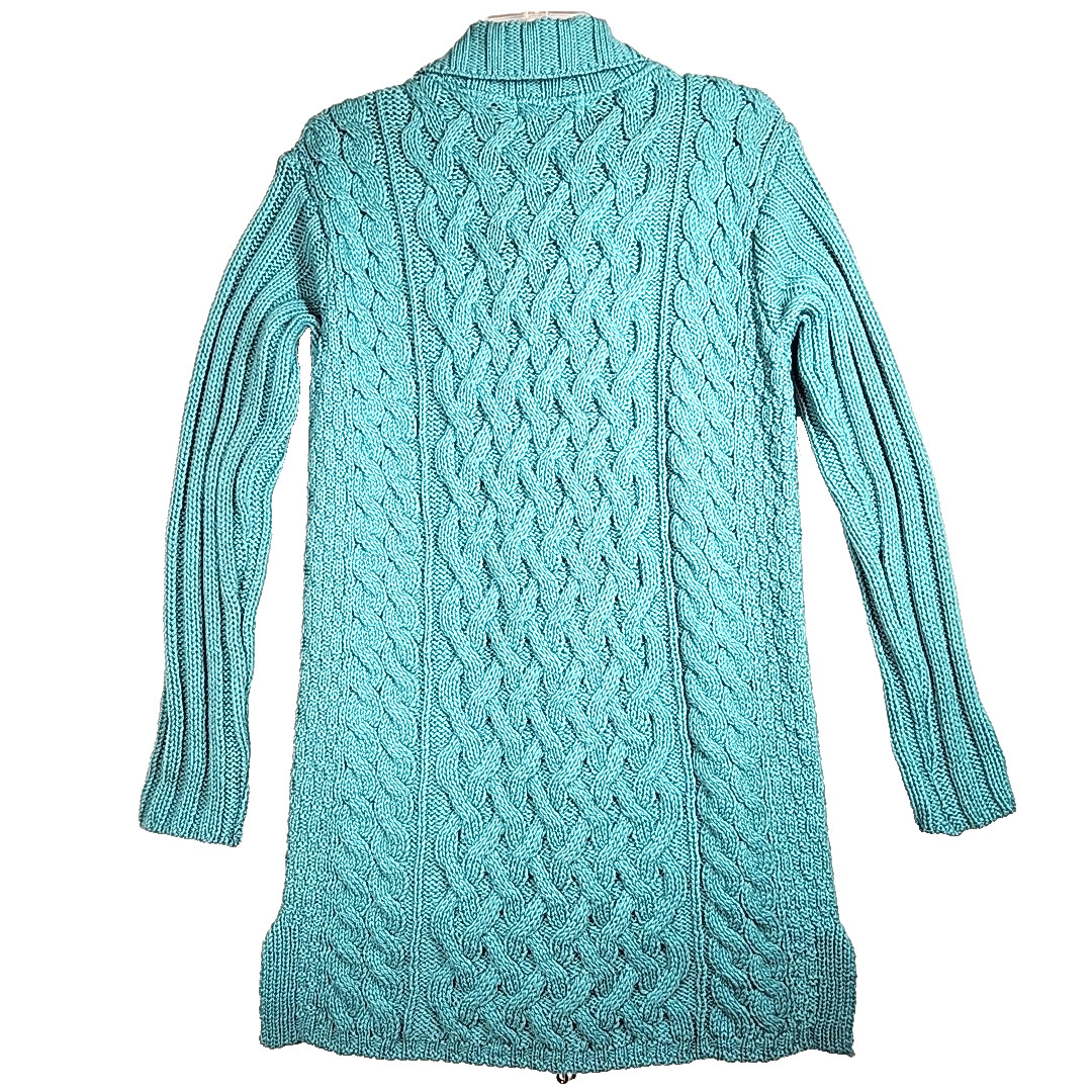 Aran Crafts Merino Wool Cable Knit Cardigan Coat Womens S Zip Fisherman Ireland