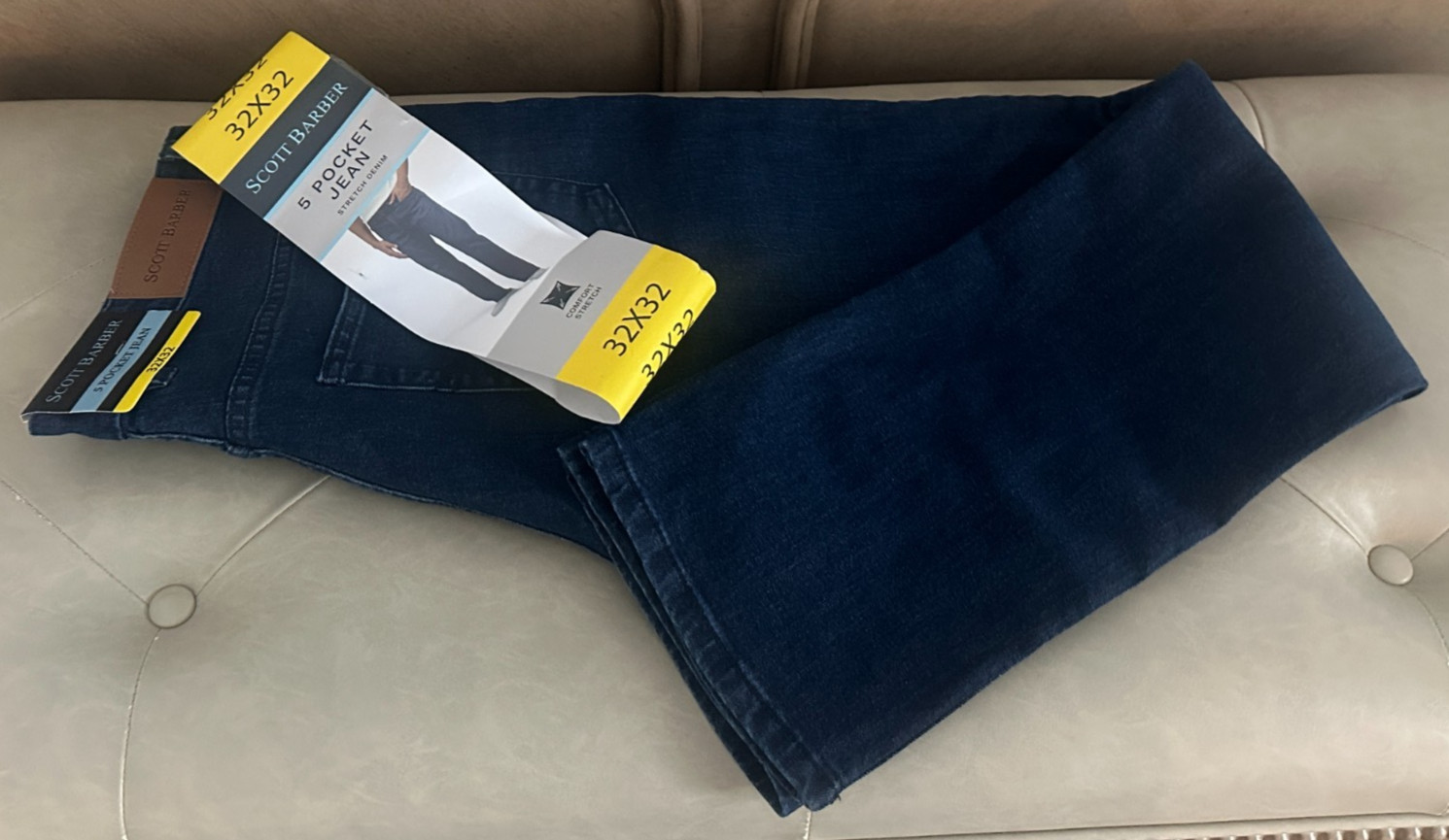 Scott Barber Men’s 5-Pocket Jeans – Dark Blue – Size 32×32