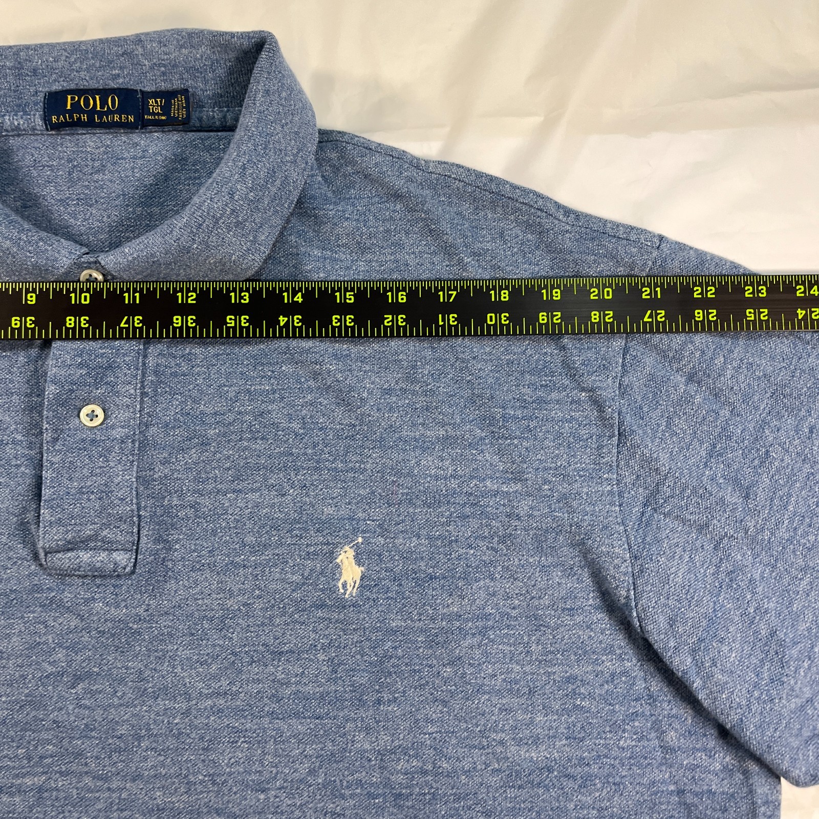 Polo Ralph Lauren Shirt Classic Blue Heather Short Sleeve Embroidered Polo XLT