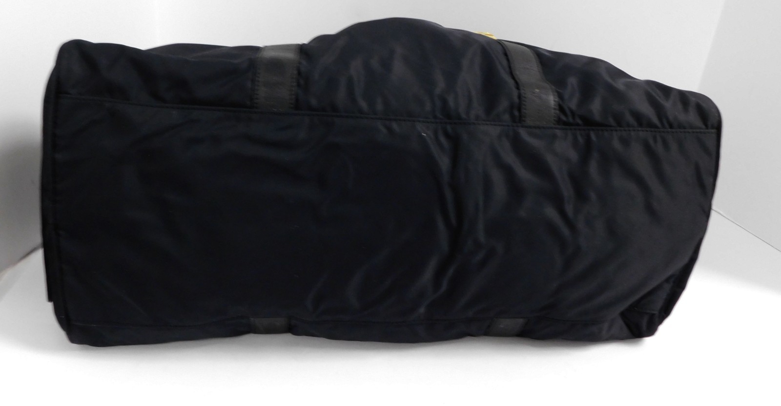 Moschino Redwall Italy Black Nylon Leather Block Leather Duffle Tote Bag