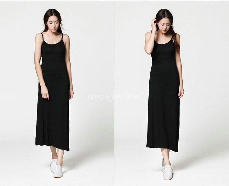 Women Cami Full Slip Plain Long Loose Dresses Camisole Liner Under dress