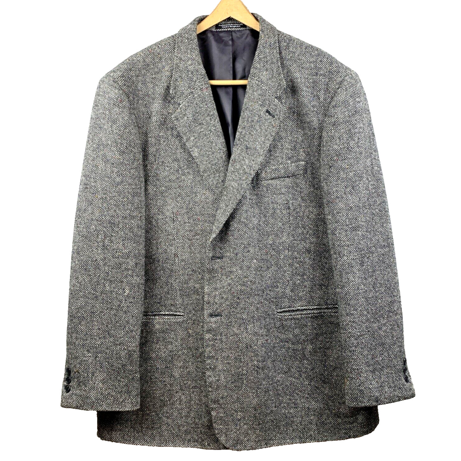 DEANSGATE Sport Coat Mens Sz 48 Long Gray Black Lambswool Academia Church Office