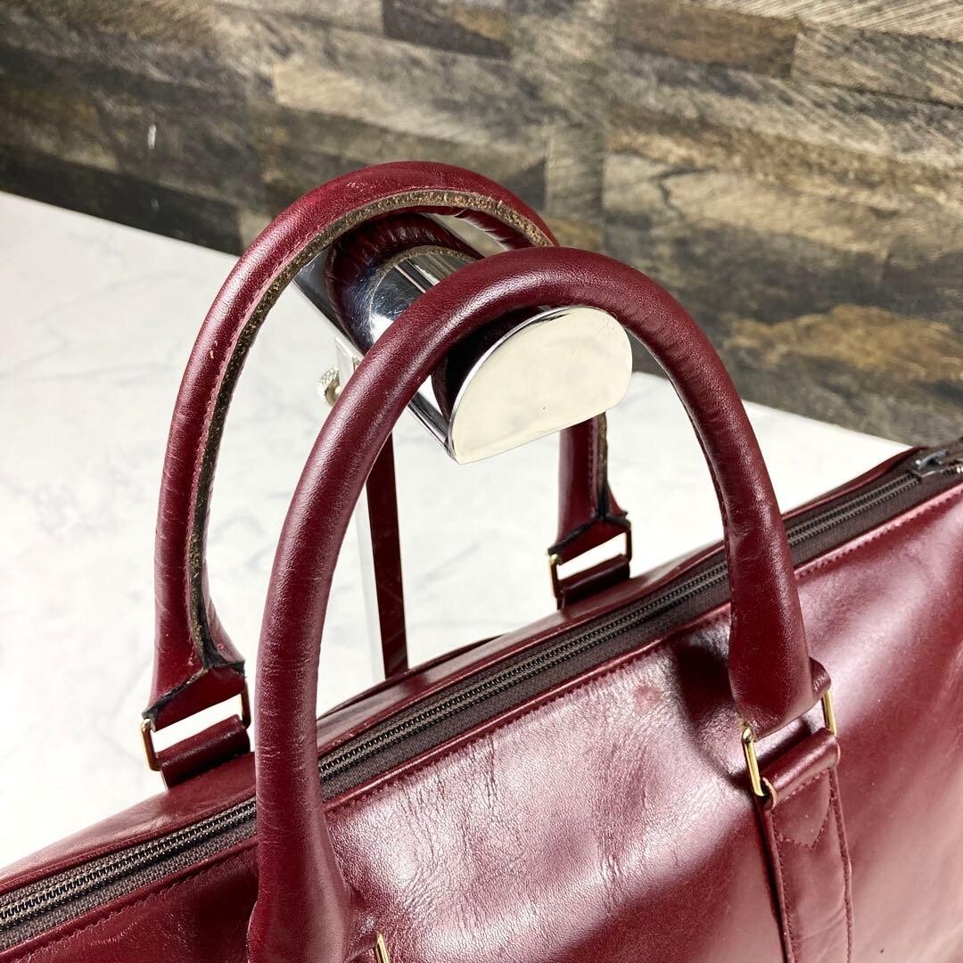 YVES SAINT LAURENT Boston bag Leather Red Vintage Authentic From Japan