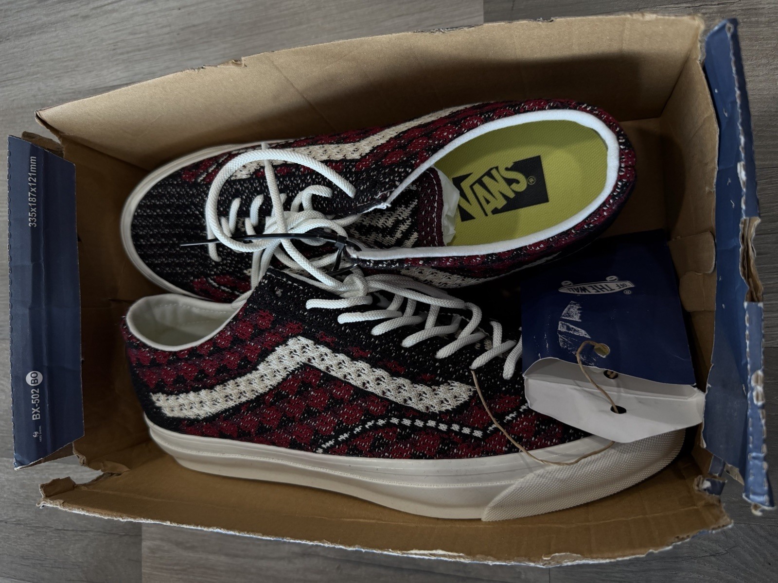 Vans LX Old Skool 36 Ek Knit Geo Check Bordeaux Size 10.5 Men New NO BOX LID
