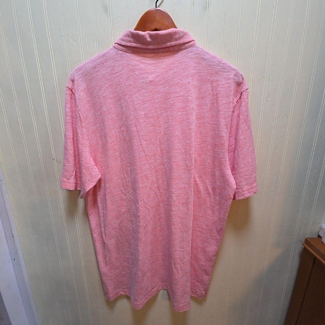 Peter Millar Polo Shirt Mens L Pink Solid Short Sleeve Slub Cotton Knit Top