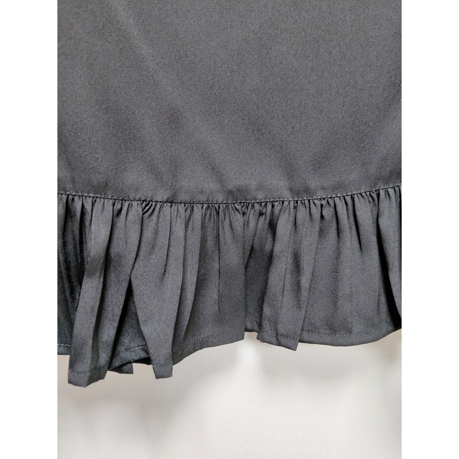 NA-KD Ruffle Hem Skirt Black Solid Lightweight Size 36