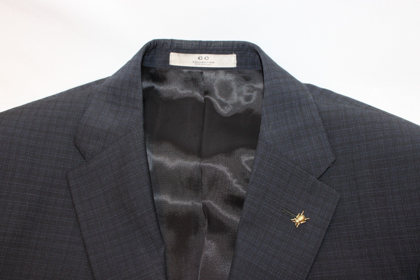Corneliani Collection Virgin Wool Black Navy Plaid 2-Button Suit Size 42R $2995