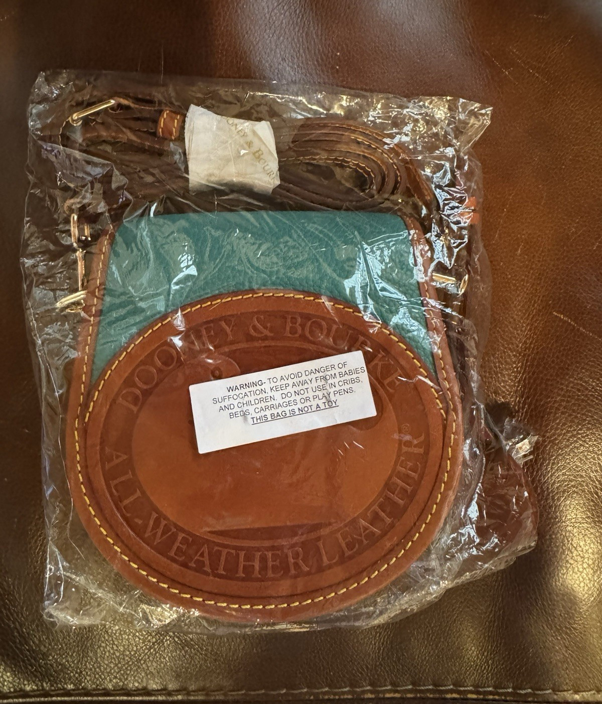 Dooney & Bourke All-Weather Leather Duck Bag Crossbody Snap Small Green/Brown