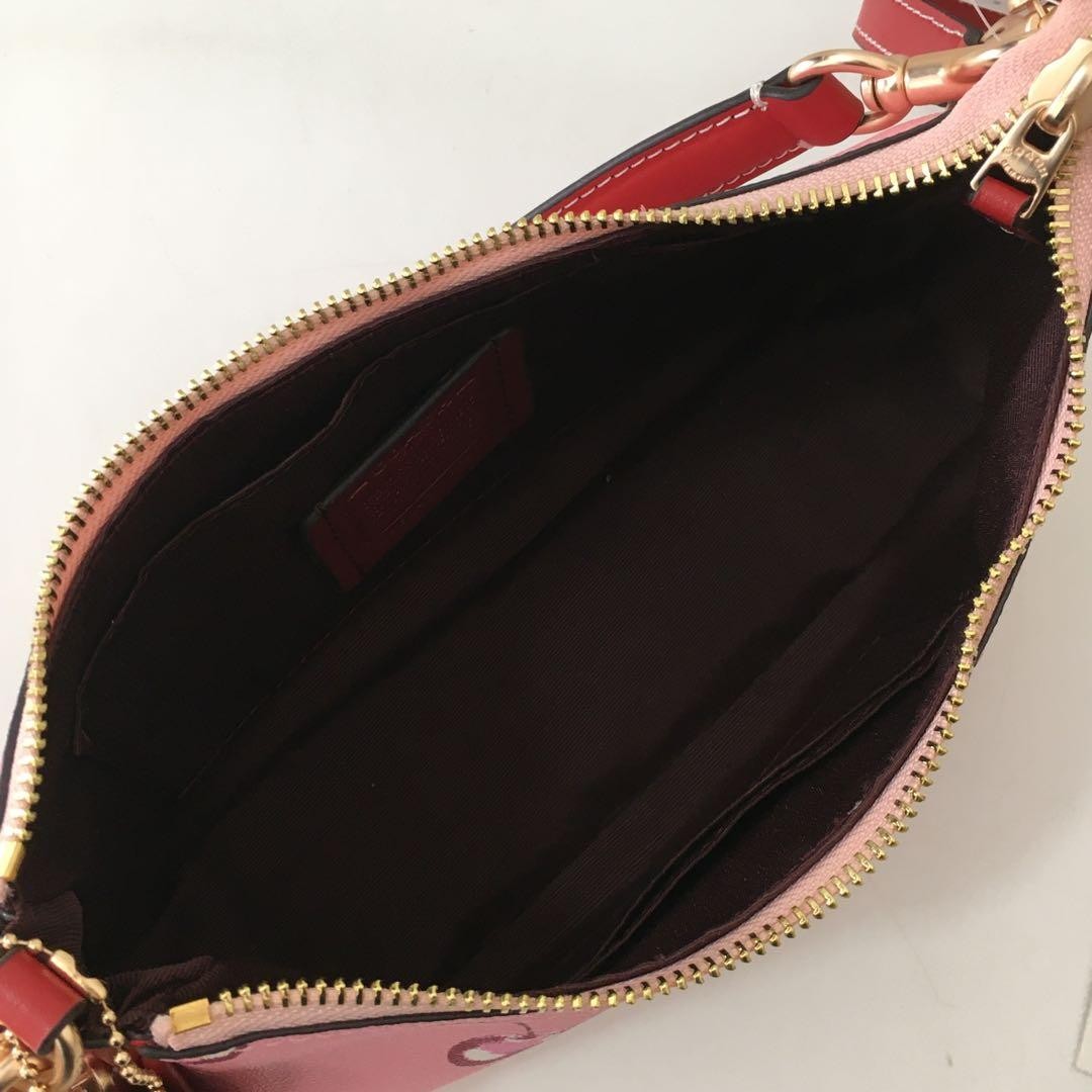 Coach CR290 Teri Shoulder Bag Pink Cherry Print Coated Canvas Leather Outlet