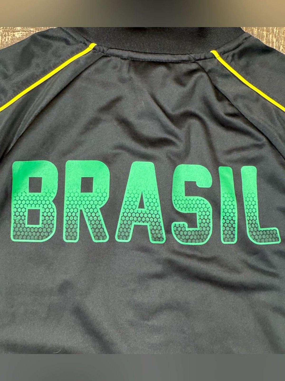Brasil Soccer Zip Jacket – Black with Yellow Trim and Green lettering