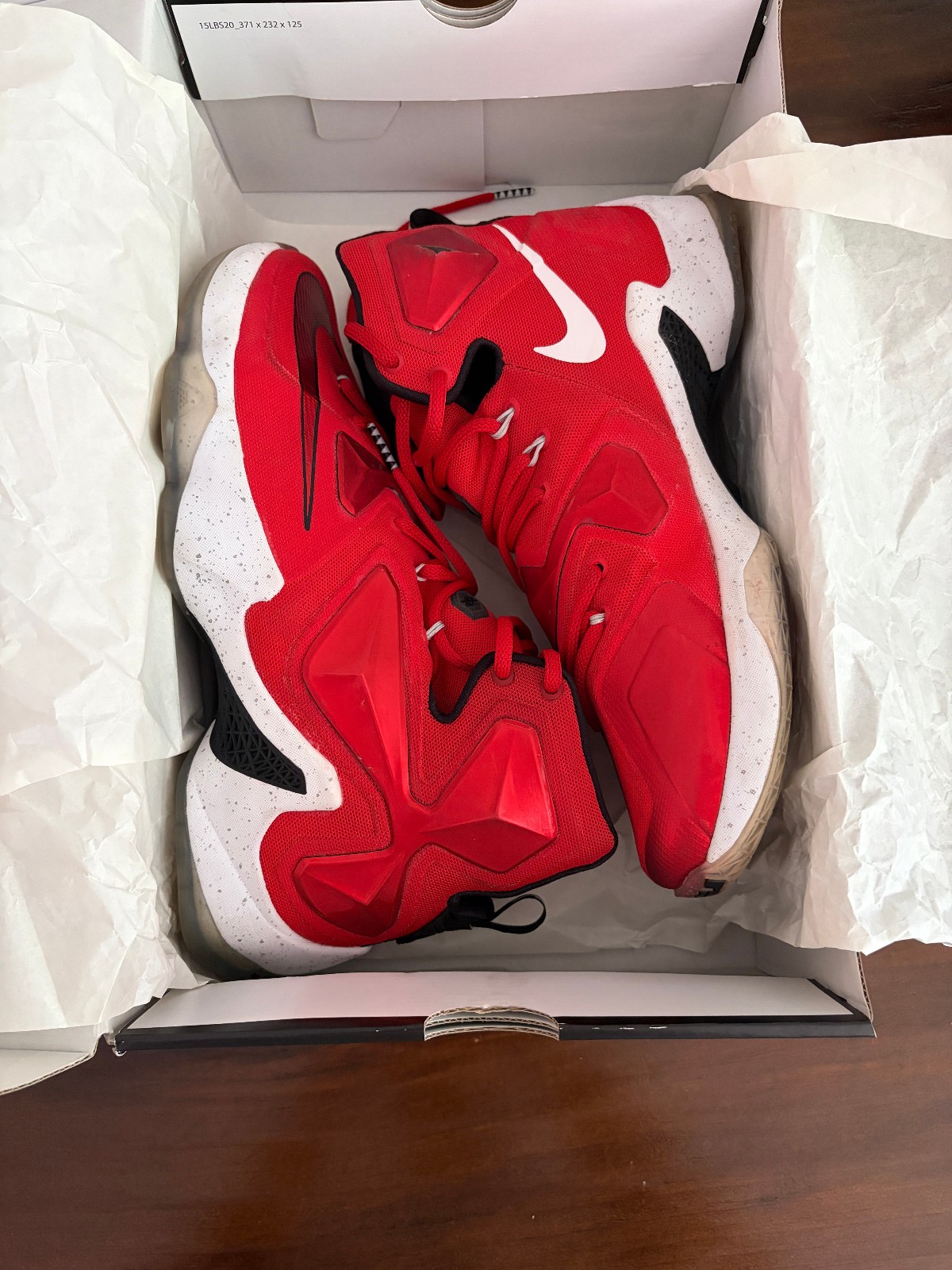 Size 9.5 – Nike LeBron XIII 13 On Court – University Red and White