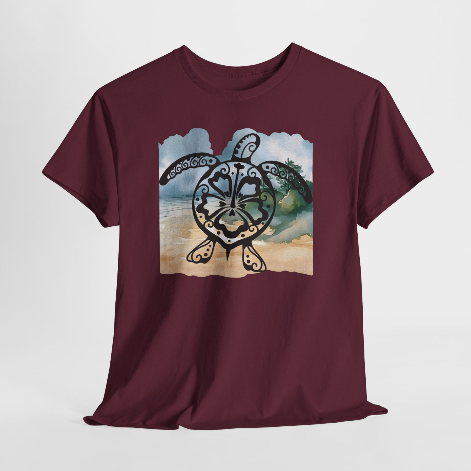 Sea Turtle Blue Beach Ocean Sand Graphic T Shirt Tee Top S-XL, Plus 2X 3X 4X 5X