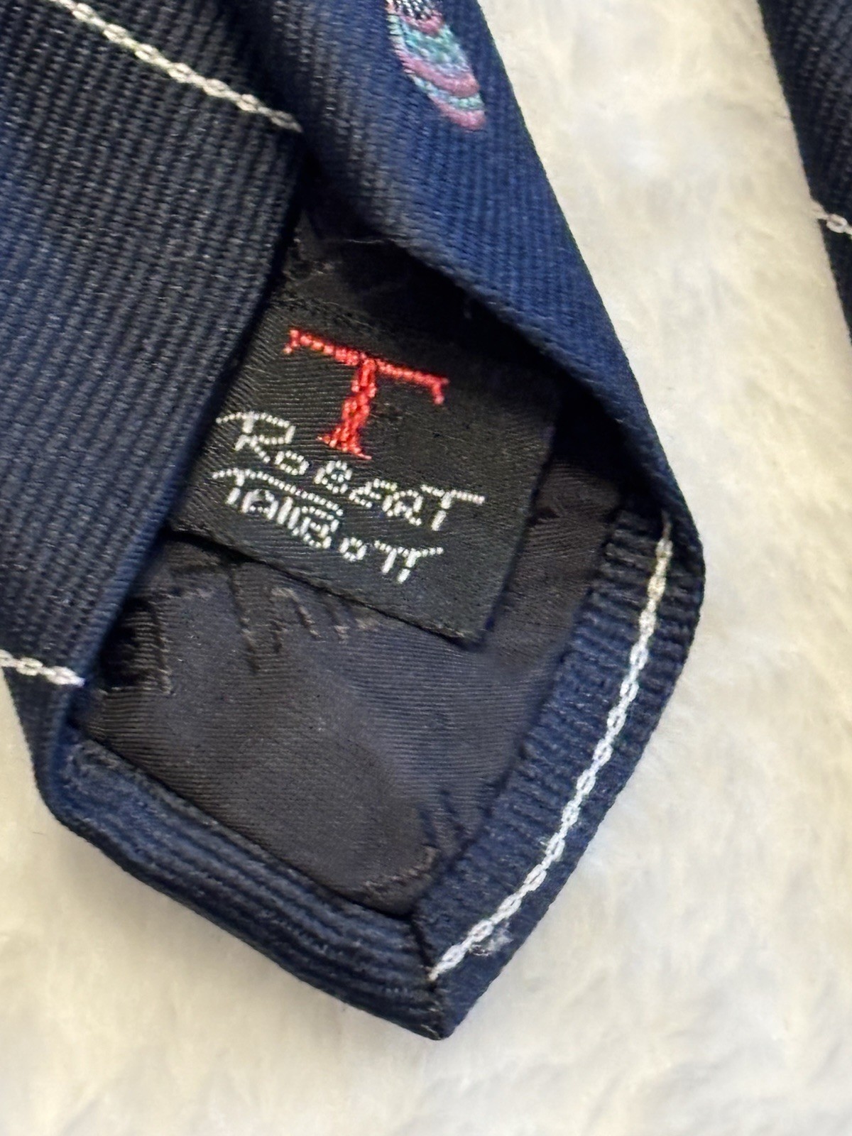 Robert Talbot Hand Sewn Necktie Silk Vintage Navy Blue Hot Air Balloon England