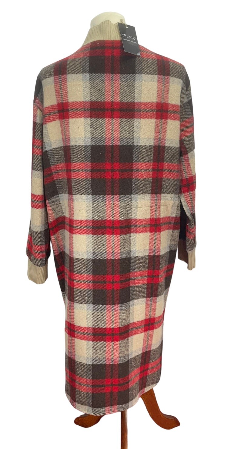 Davi & Dani Women Red Plaid Cardigan Shacket Jacket Soft Flannel Long Medium NEW