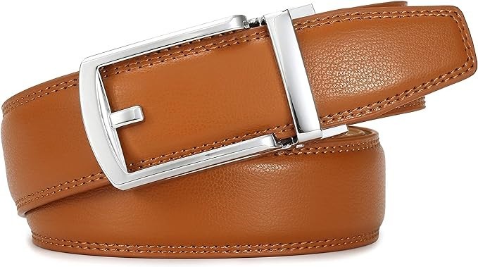 Men’s Ratchet Belt Genuine Leather Mens Belt with Slide Ratchet Belts for men