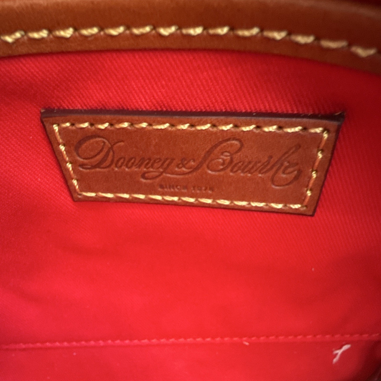 Dooney & Bourke Navy/Brown Monogram Zip Satchel, Strap, Gold Hardware, Pockets