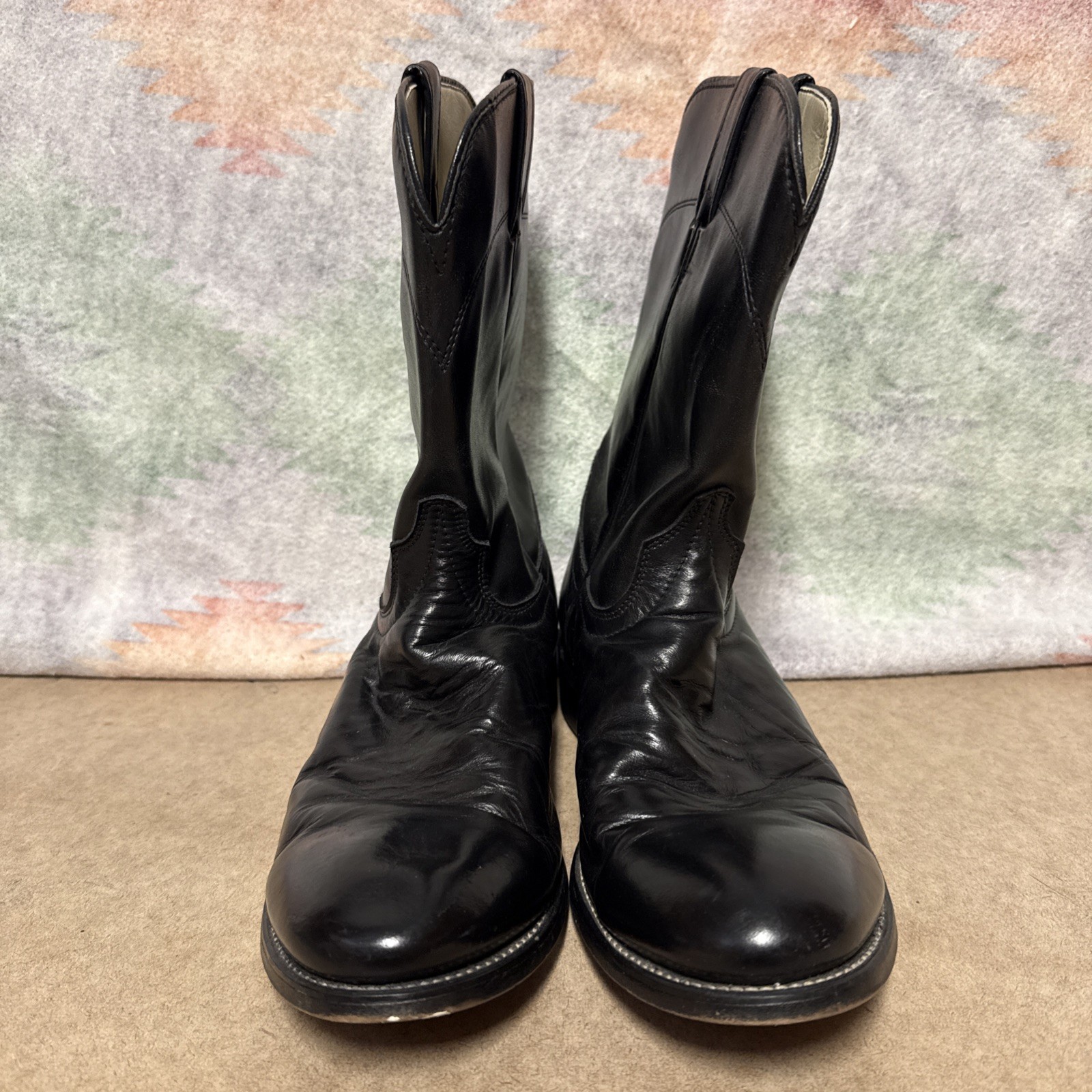 Laredo Boots Men’s 7902 Saddle Collection Roper Cowhide Black Leather 11 D (USA)