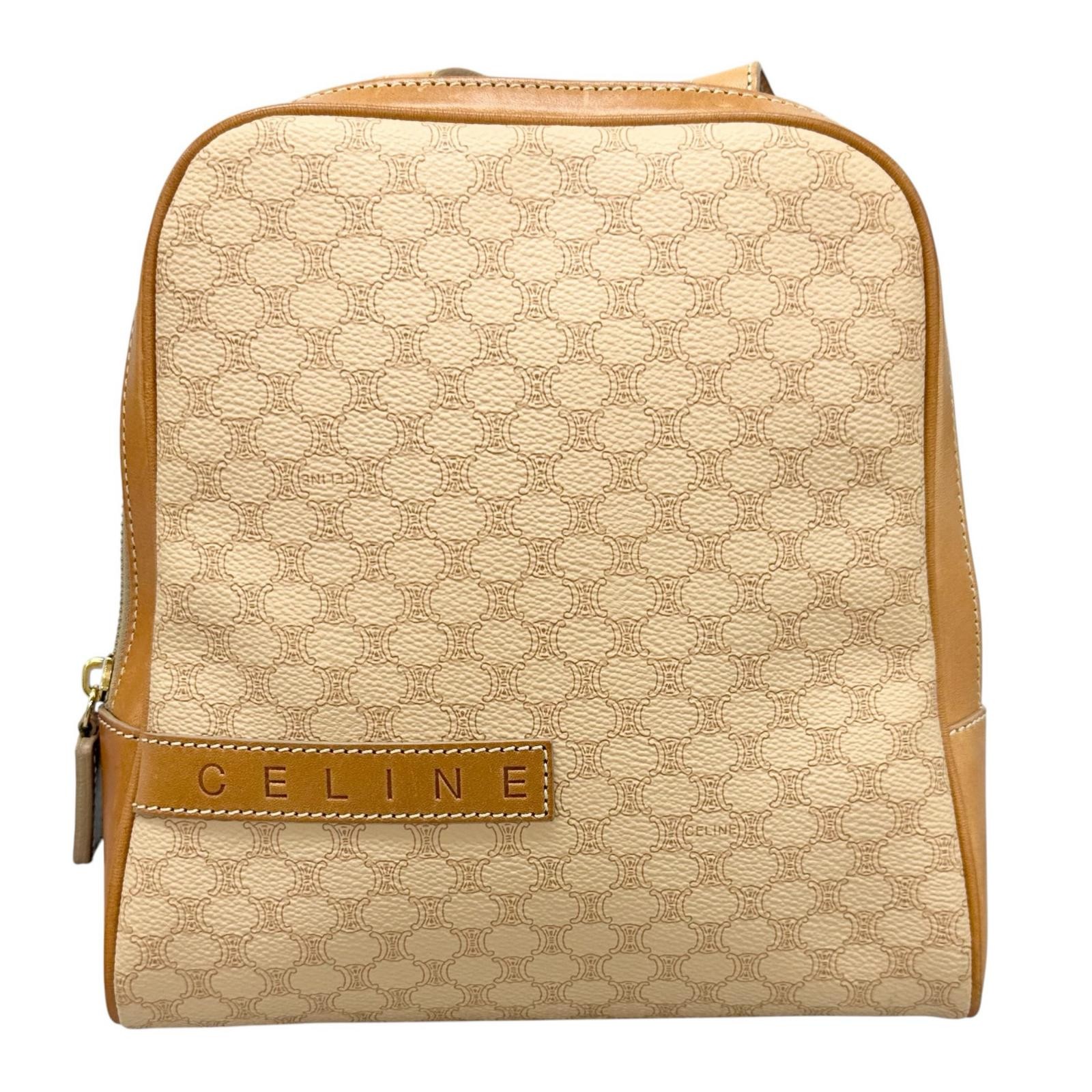 CELINE Macadam Backpack Â· Daypack PVC/leather beige brown vintage Women
