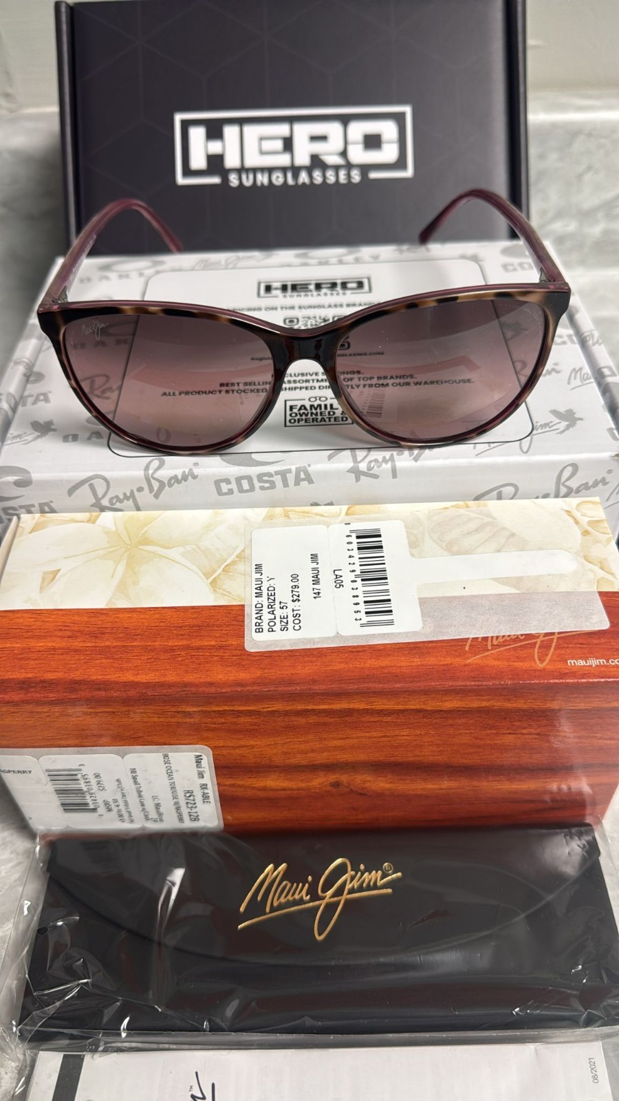 MAUI JIM | NEW | OCEAN | RS723 – 12B | TORTOISE | RASPBERRY | MAUI ROSE