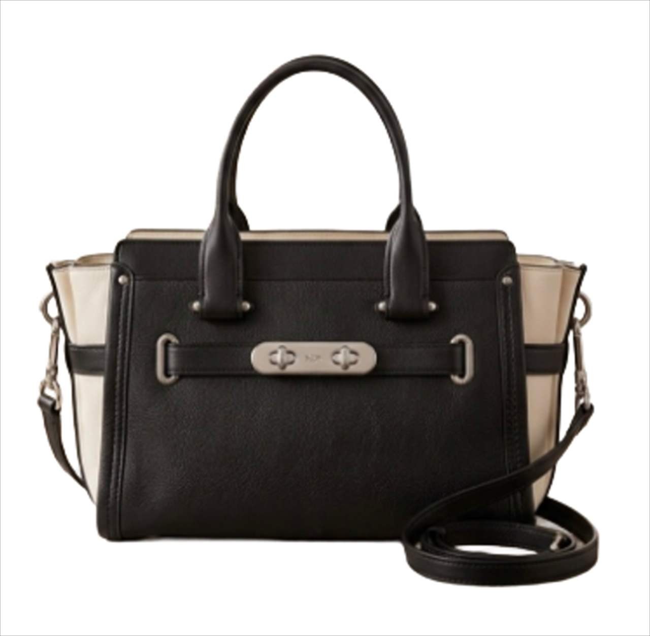 COACH Swagger 27 2WAY Shoulder Handbag Black Leather : W:10.8(bottom) × H:7.8 in