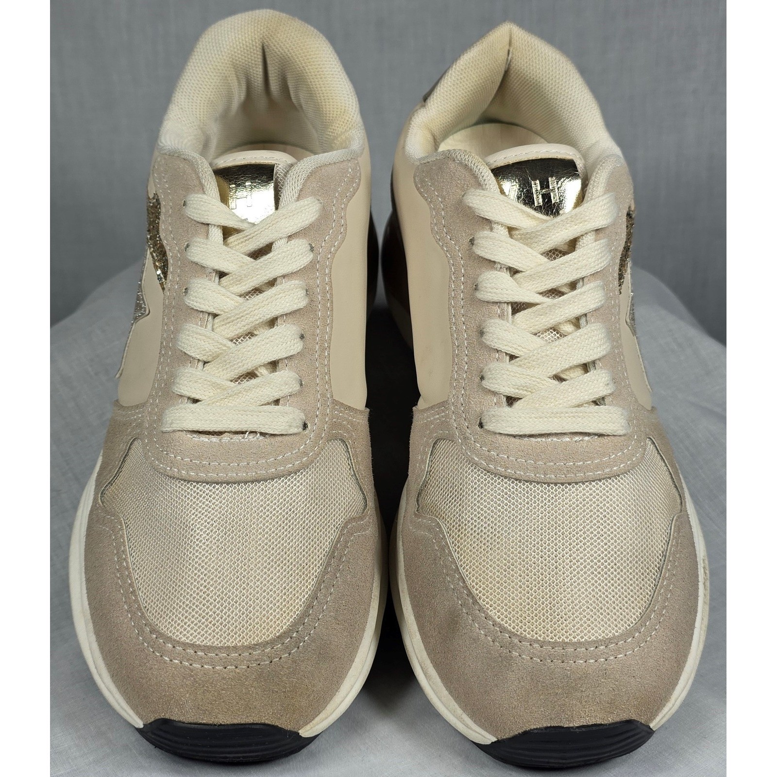 Vintage Havana Gadol Beige Tan Gold Glitter Star Sneakers VH EST 1954 Womens 7.5