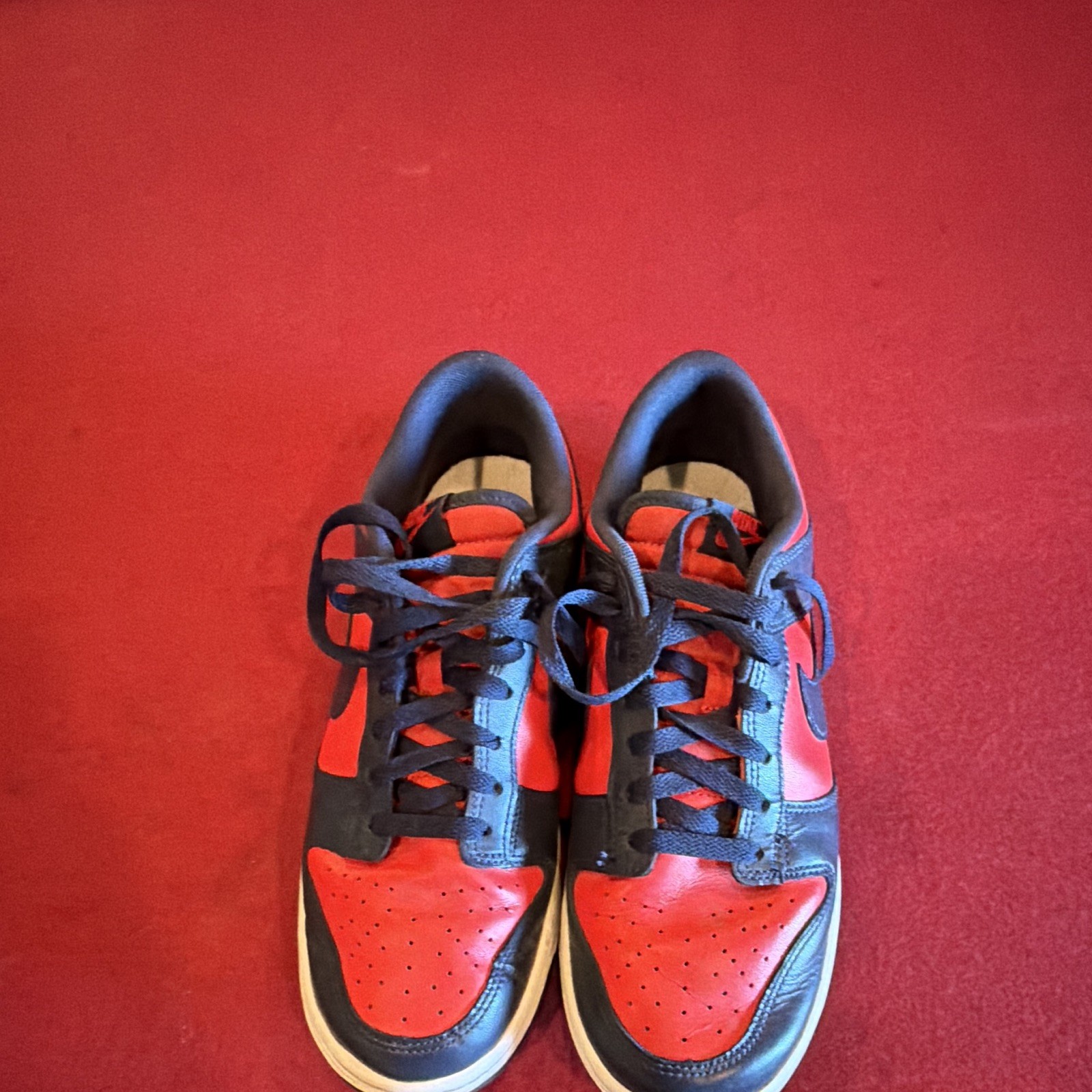 Nike Dunk Low Colorblock Red/Black Leather Low-Top Lace-Up Rubber Sole