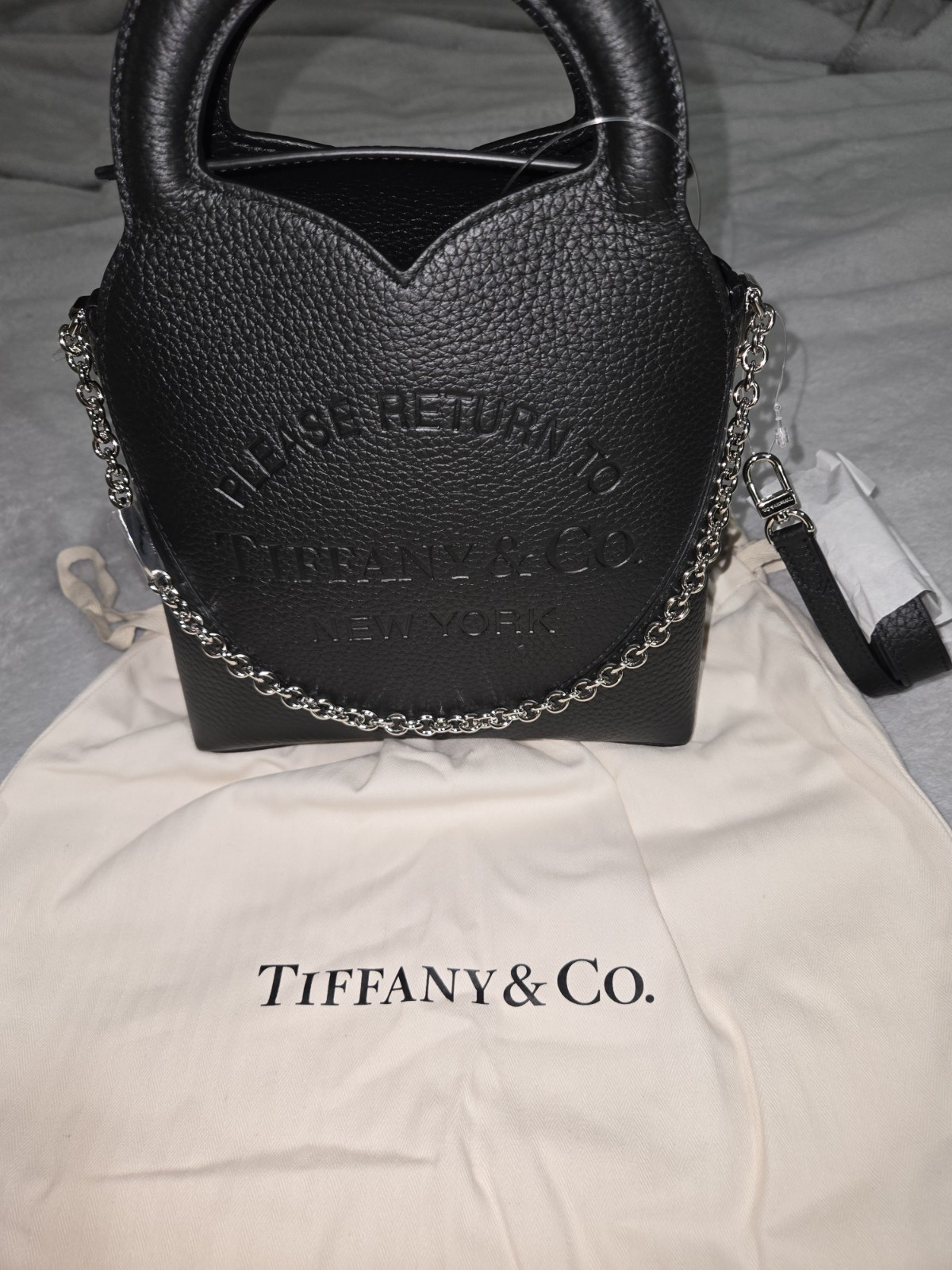 Tiffany & Co. Return to Tiffany Black Mini Heart Bag Chain Strap Silver HW