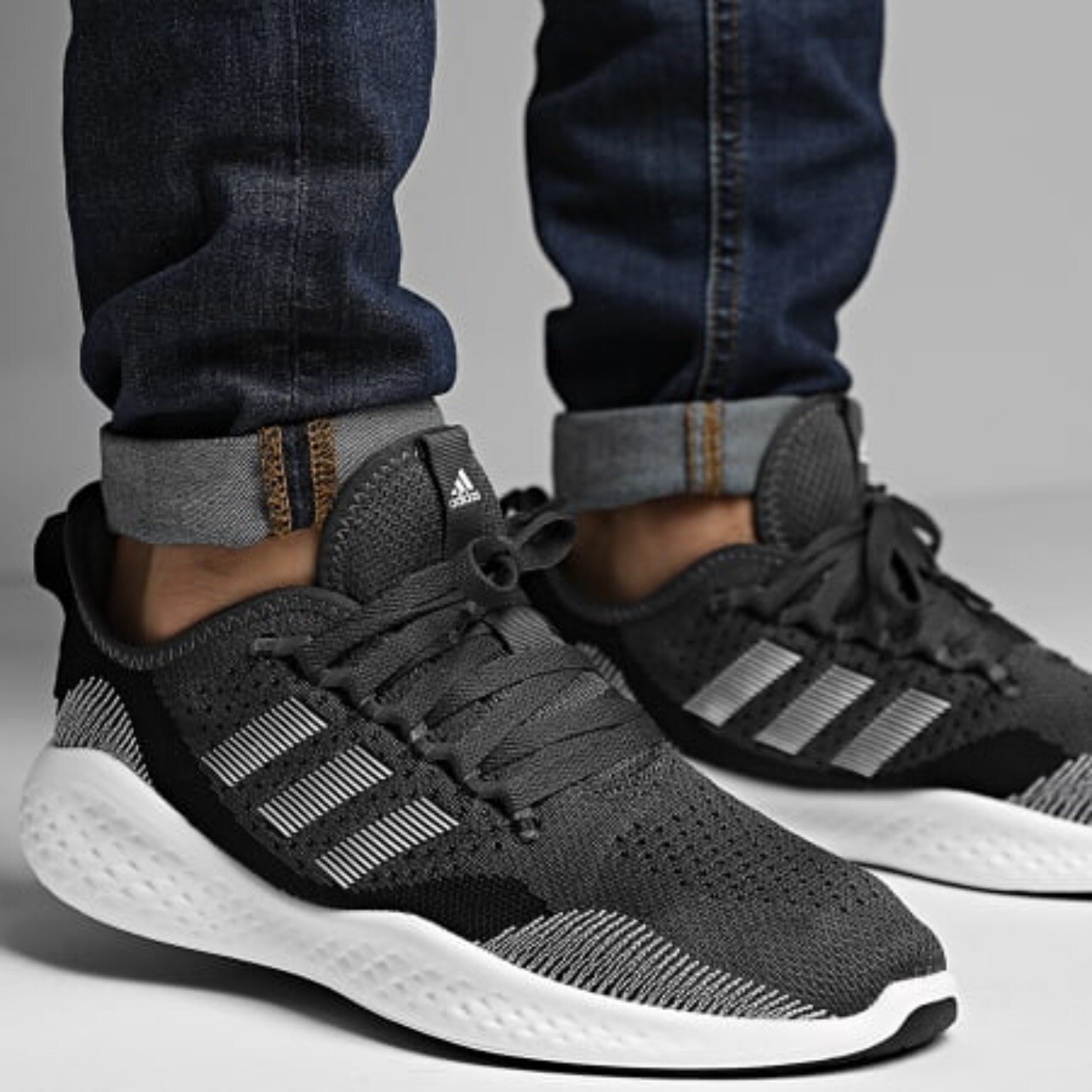 Adidas Fluidflow 2.0 Men’s Athletic Trainers Gray Sneaker Running Shoe #983