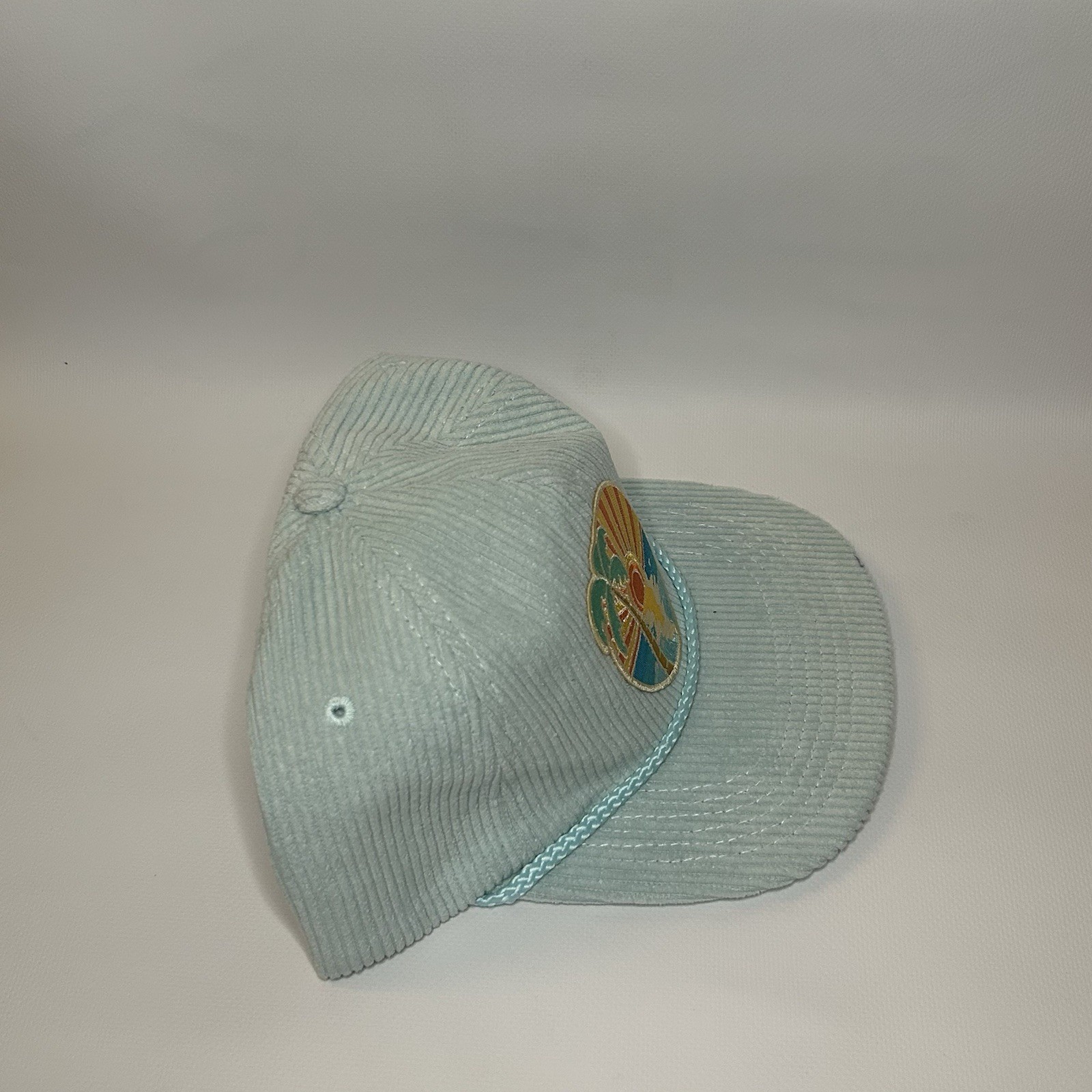 Vintage Light Blue Corduroy Hat with Sunset Patch