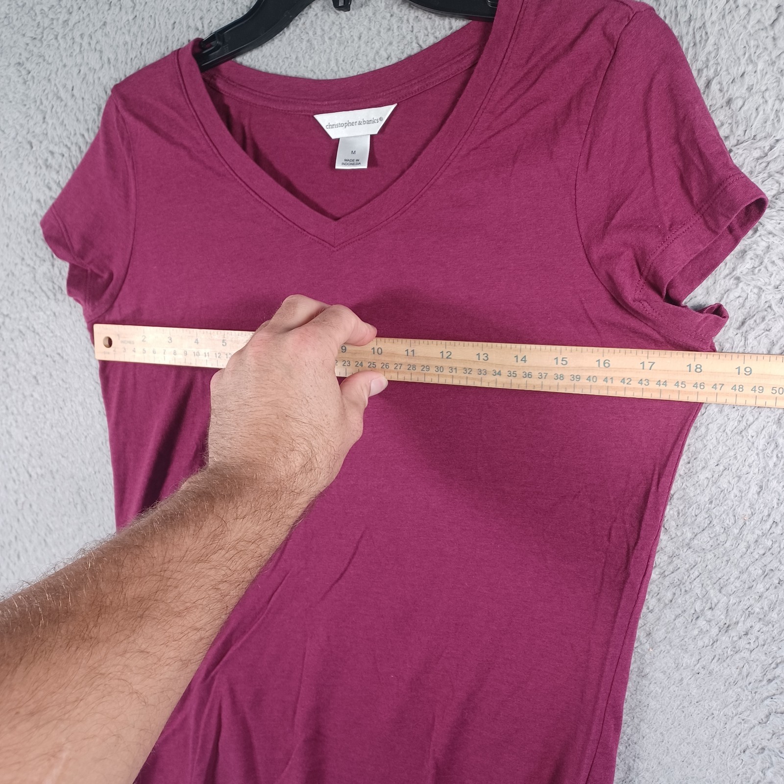 Christopher & Banks Womens Dark Raspberry Red Top Size Medium Short Sleeve Soft