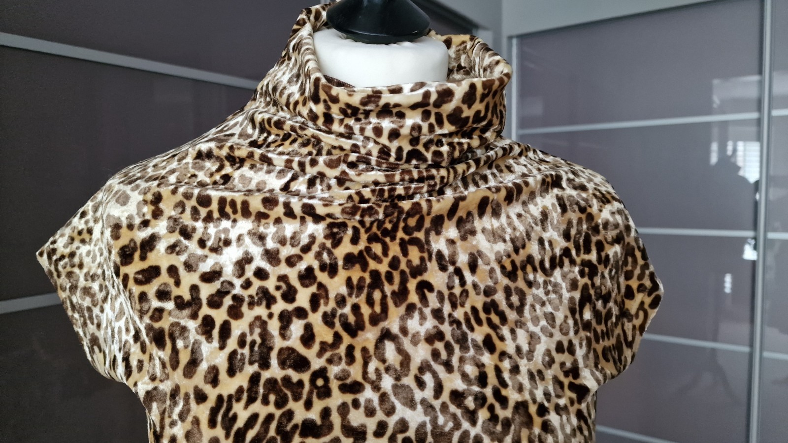 Leopard print velvet high neck ladies top by Joseph, pre-loved, size M