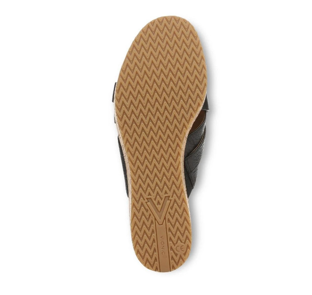 VIONIC Dawn Wedge Slide Sandal Black Leather New