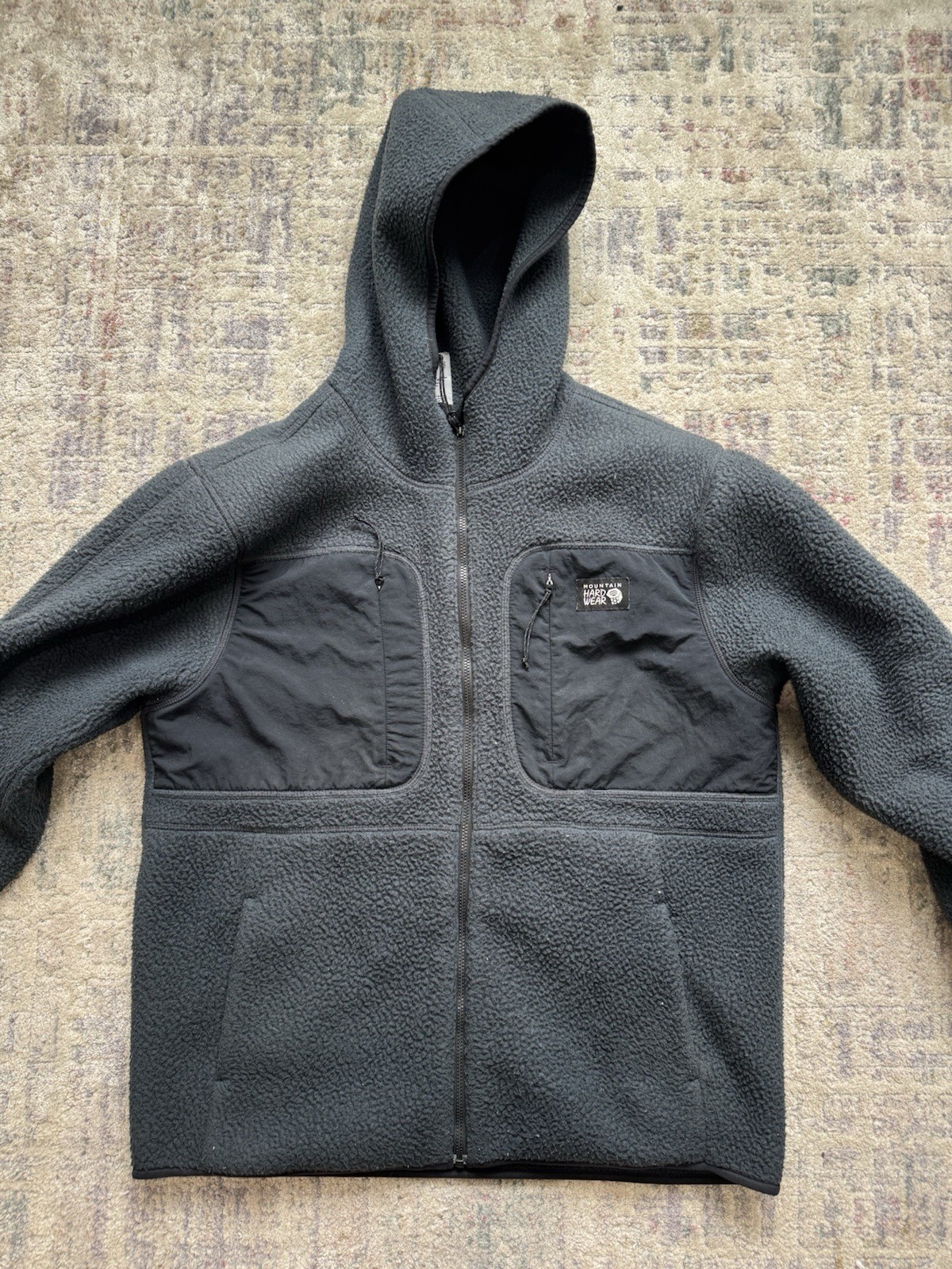Mountain Hardwear HiCamp Fleece Hoodie Mens Size Small Gray Full Zip Outdoors