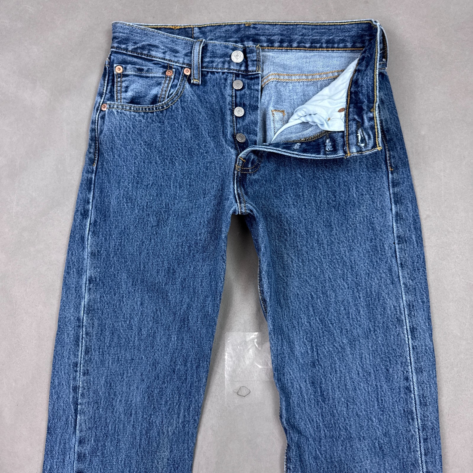 Levis 501 Jeans Mens 28×30 Blue Button Fly Denim Pants Classic Straight Faded