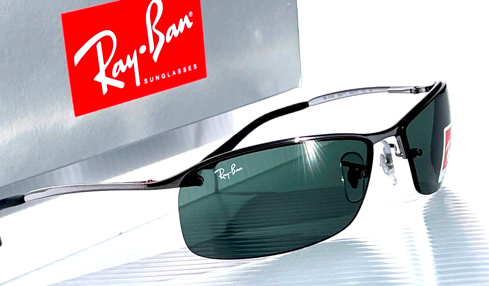 NEW Ray Ban Gunmetal UV PROTECTIVE Dark Green Lens Sunglass RB 3183 004/71