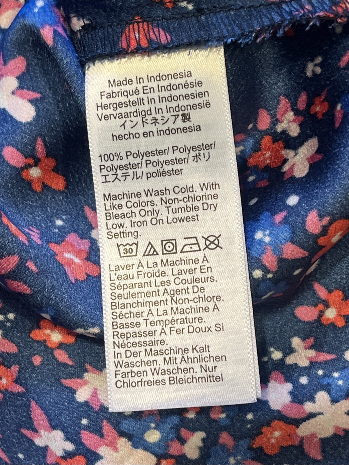 J Crew XXL Blue Floral High Ruffle Neck Long sleeve Blouse Top Shirt Women’s