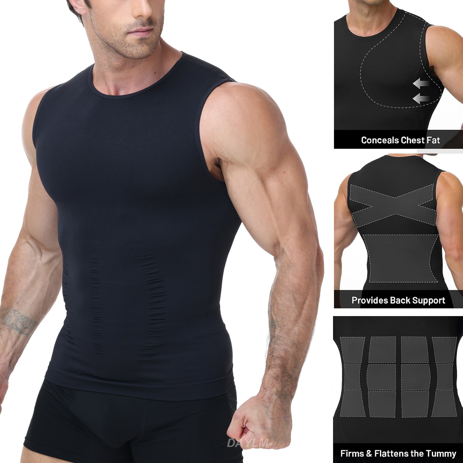 Men’s Tight Undershirts Top Waist Shaper Figure Shaping Tummy Control Underwear