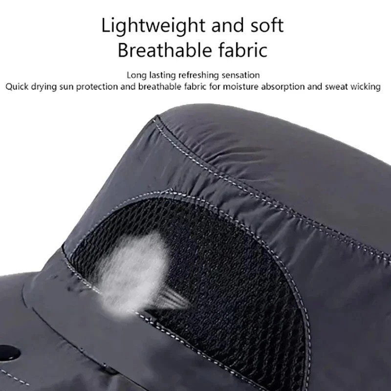Fishing Hat UV Sun Protection Wide Brim Hat w/ Face Cover & Neck Flap Unisex