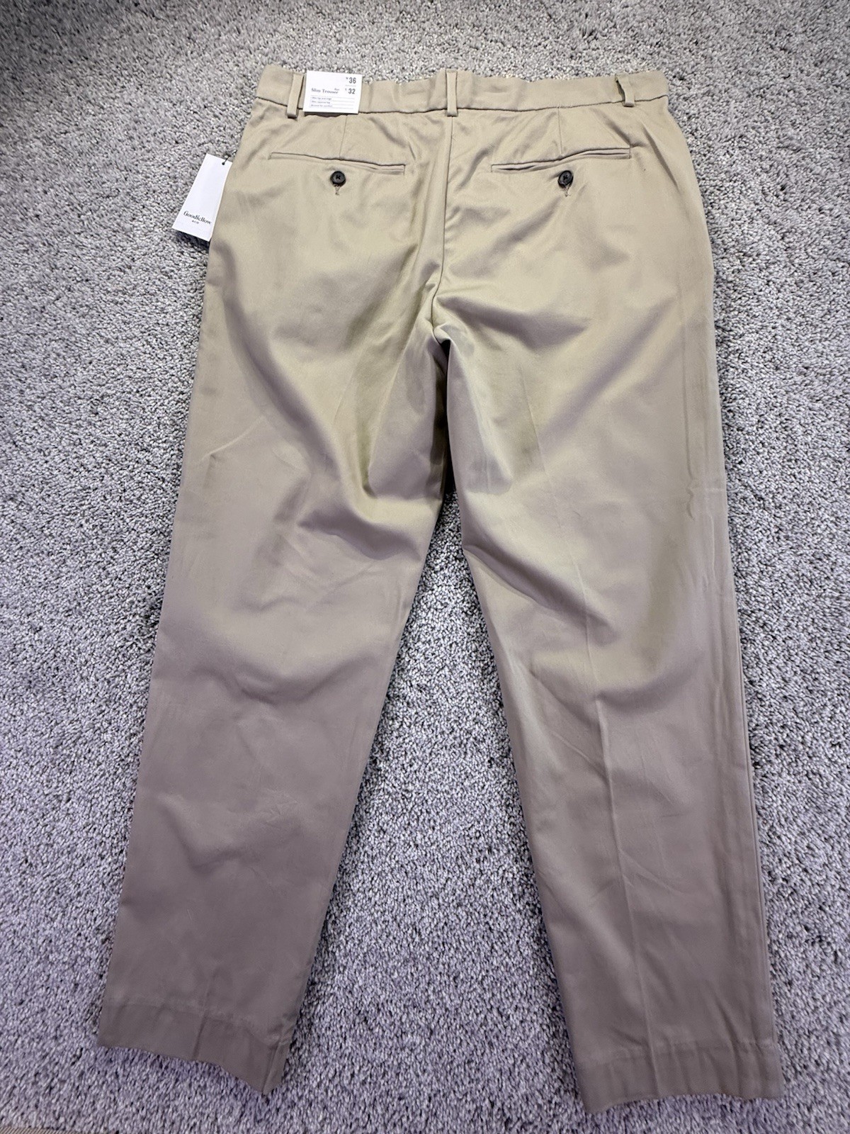 NEW Goodfellow & Co. Men’s Slim Trousers Tapered Leg Khaki Size 36 x 32