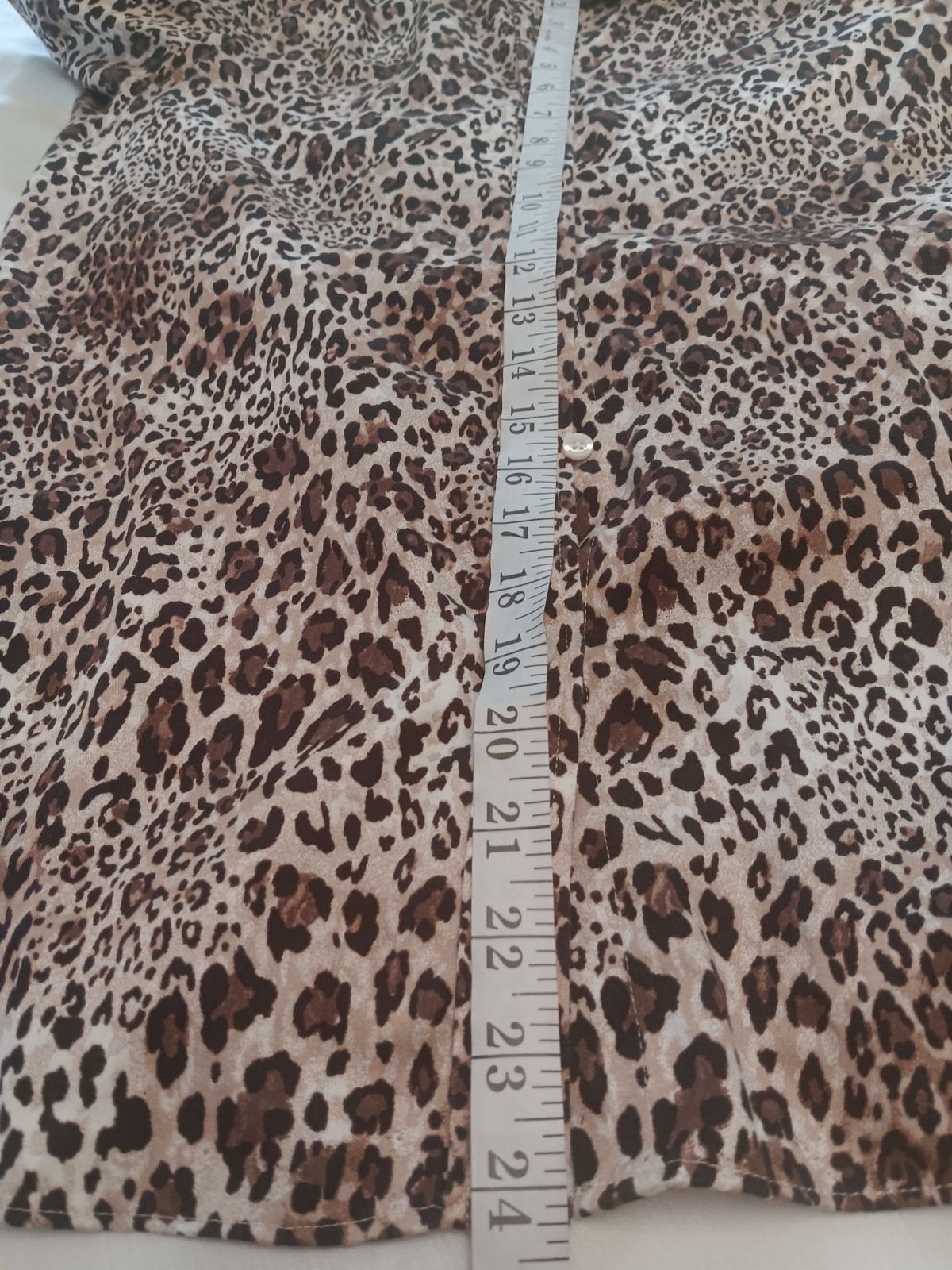 Chaps Non-Iron Brown Leopard Print Collared Long Sleeve Woven Cotton L/G