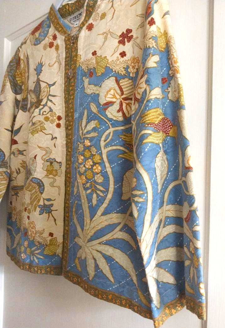 Moving Sale! Citron Santa Monica Silk Birds Floral Open Front Tunic Top Kimono M